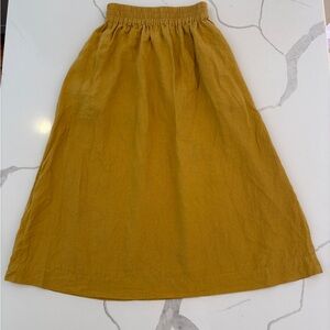 notPERFECTLINEN Mustard A-Line Skirt, Sion style, 100% Linen, small.